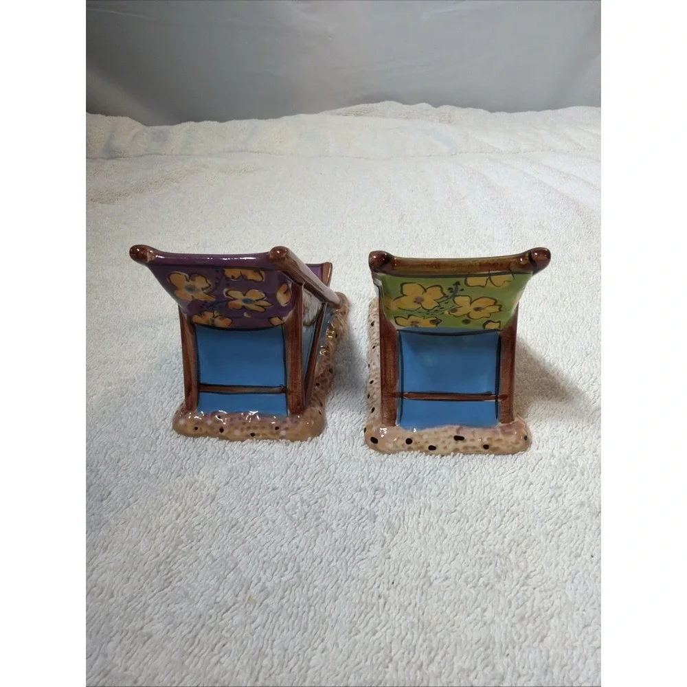 Clay Art C.A. Adirondack Beach Chairs Ceramic Salt and Pepper Shakers Cottage